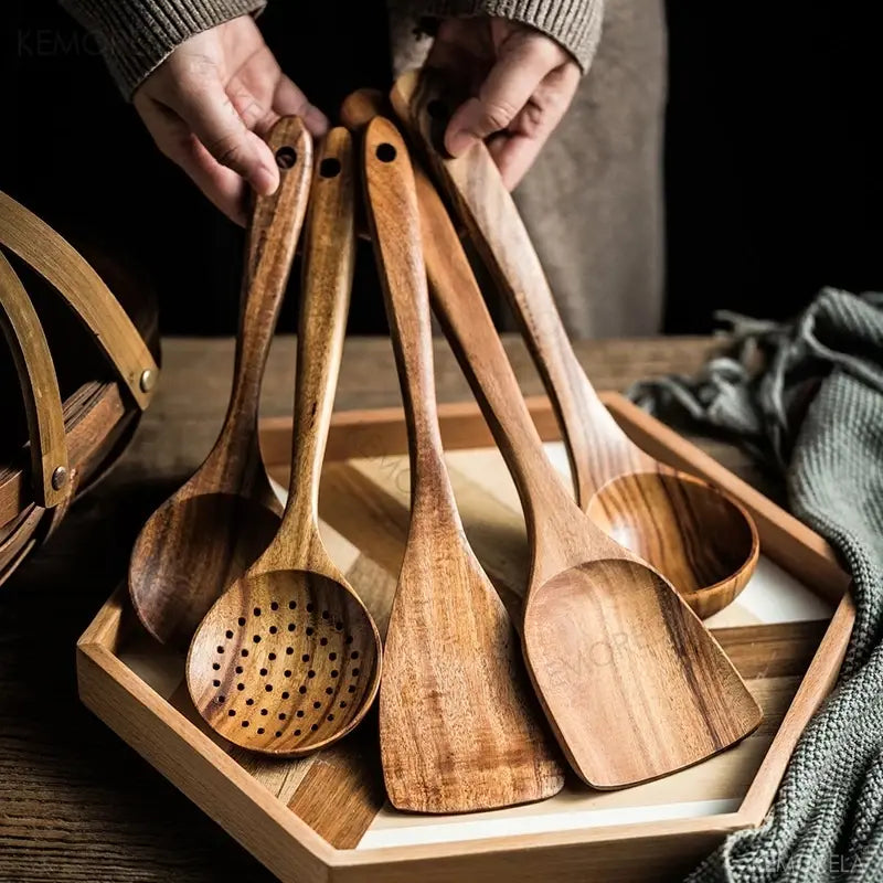 TimelessTeak Spatels | Gezonde Keuze | Geen Beschadigde Potten en Pannen Meer! Bespaar Gelijk!